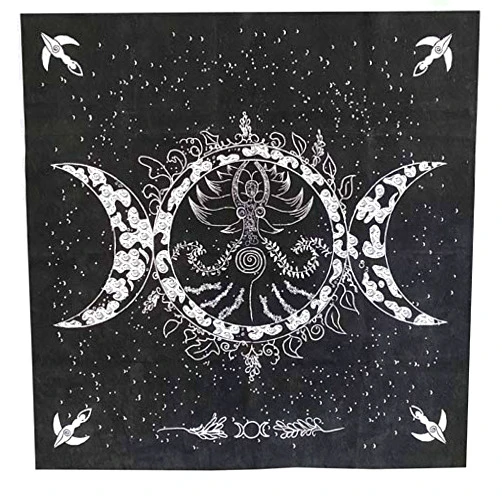Hippolya Tarot Altar cloth for reading, Triple Goddess Moon Phases Astrology Tarot Cards Divination Cards Table Cloth Tapestry 19
