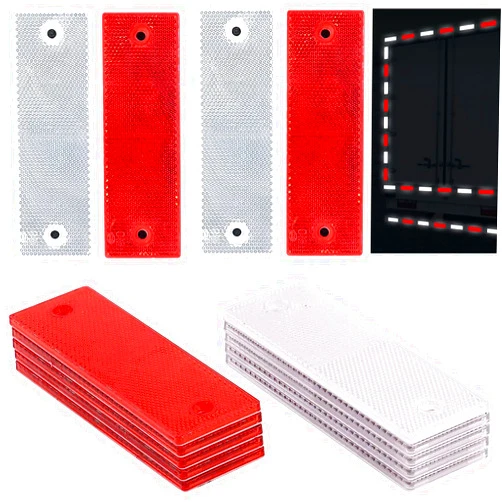 smseace 16Pack Red/White Safety Reflectors Self Adhesive Trailer Reflectors，Car Reflector，Reflectors for Driveway Used for Truck,RVs,Motorcycle,Cars,Bus Safety Reflectors