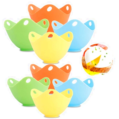 ZDK-C8 Egg Poacher with Flat Bottom Silicone Egg Poaching Cup Egg Pod Poached Egg Maker Silicone Egg Poachers Egg Cups for Soft Boiled Eggs for Microwave, Instant Pot, Cookware (8PCS)