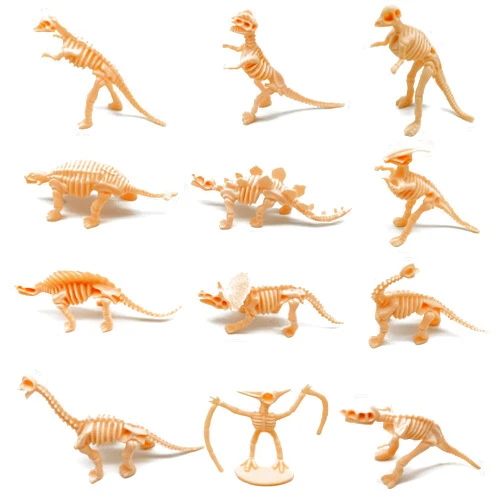 HAPTIME 12 Pcs Dinosaur Fossil Skeletons Toy Figures - Mini Dinosaur Figurines for Toddler Kids - Dino Bones Cake Topper Party Favors, Ideal Gift for 3 4 5 6 Boys Girls