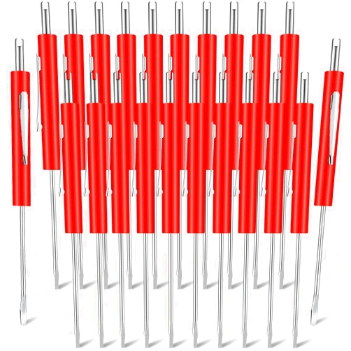 Yexiya 20 Pcs Pocket Screwdriver Double End Mini Screwdriver Set Dual-use Valve Core Removal Tool with Clips Slotted Screwdriver for Ring Doorbell Electricians Mechanicians Technicians Assemblers (Red)