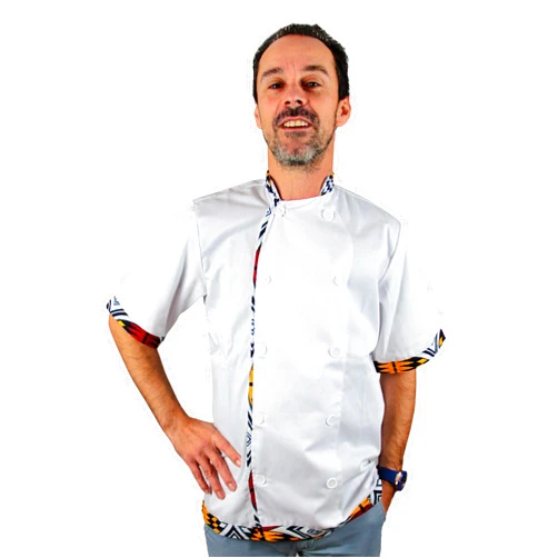 Jeny Sulemange Capulana Amarela White Chef Jacket (Large)