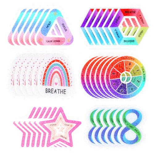CCINEE 36 Pcs Calm Strips Anxiety Sensory Stickers Tactile Mood Calming Mindfulness Sticker for Phone Desk Rough Surface Anxiety Relief Sticker for Office Workers School Teachers Counselor
