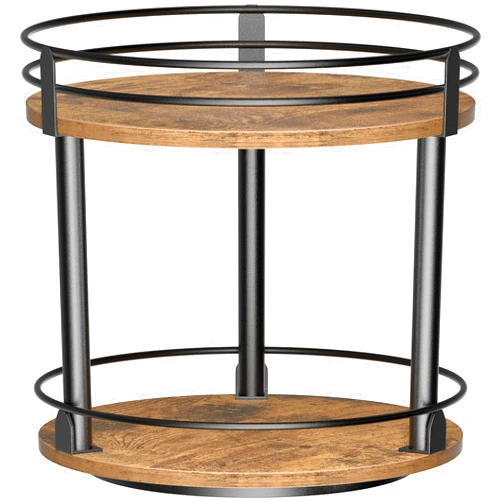 Creso hom Lazy Susan Organizer 2 tier Rotating Spice Racks, Lazy Susan 360 Degree Turntable Spice Holder Rack for Cabinet and Kitchen Countertop, Rustic Brown