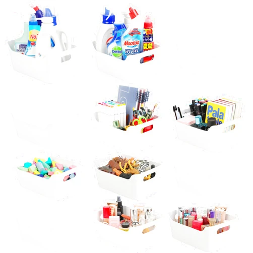 Tiawudi 12 Pack Storage Bins, Plastic Storage Containers, Multi-Use Organizer Bins, White Closet Organizer, Pantry Organizer, Bins for Cabinet, Drawer, Countertop or Shelves