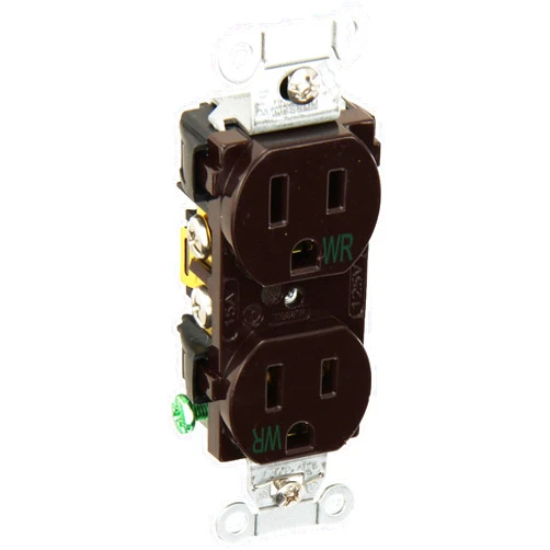 Hubbell BR15WR Weather Resistant, Common Ground, 15 amp, 125V, 5-15R, Brown
