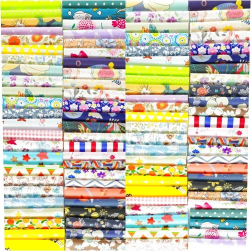 Mililanyo 200pcs 10cm x 10cm Floral Cotton Fabric Assorted Pre-Cut Fat Quarter Bundle Squares Patchwork Fabric Sets for DIY Crafts Sewing, AN-200P YBHB