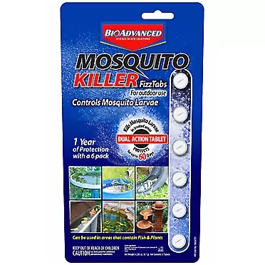 BIOADVANCED 705000A Mosquito Killer Fizz Tabs Larvicide Dunks, 6, Pack