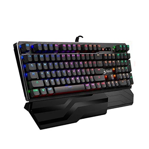 A4tech Bloody Gaming B975 Light Strike Optical Gaming Computer Keyboard |Instant Actuation | Spill-Resistant Design | RGB LED Backlit Keyboard | Tactile & Clicky Feedback | Detachable Wrist-Rest