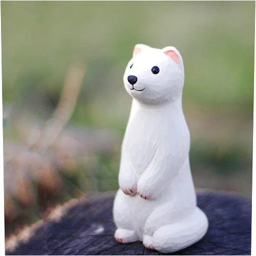 TALKLEK Hand Carved Wooden Ferret Figurine Wood Ferret Statues for Shelf Decor, Ferret Gift for Ferret Lovers