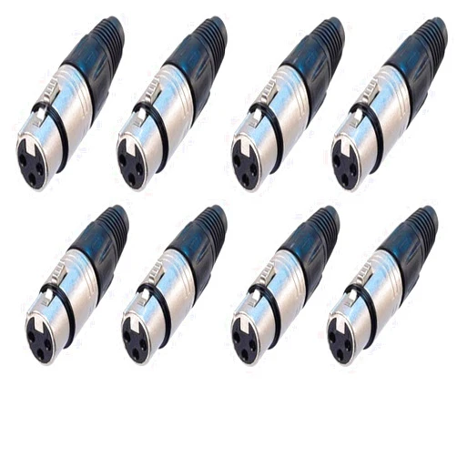 Usbargainsound.com (8 Pack) NEUTRIK NC3FX 3-Pin XLR Female Cable Mount Connector - Nickel Shell