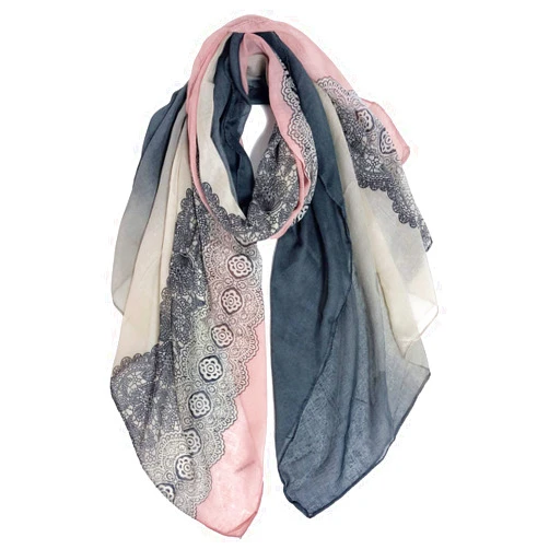 GERINLY Stylish Scarves for Women Lightweight Fashion Lace Printed Wrap Scarfs Shawl for Dress