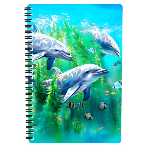 3D LiveLife Notebook - Dolphin Kelp Bed from Deluxebase. 80 Page Lined Lenticular 3D Dolphin Notebook. 8.5 x 5.5 in. Superb school or work stationery with artwork licensed from artist Tami Alba
