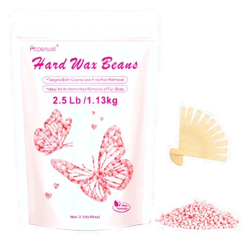 Auperwel Wax Beads for Hair Removal, Auperwel 2.5lb Hard Wax Beads for Sensitive Skin with 20 Sticks, Waxing Beans for Brazilian, Bikini, Eyebrow Waxing, Painless Refill Pearl Beads for Wax Warmers Kit (Rose)