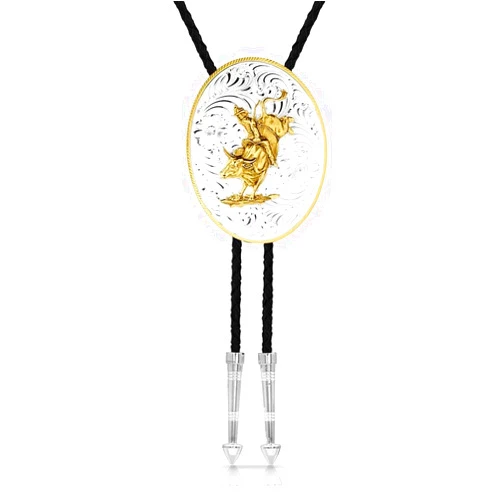 Montana Silversmiths Extra Large Bolo Tie with Bull Rider