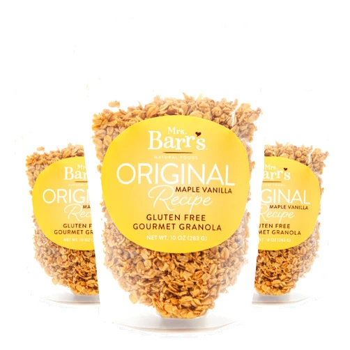 Mrs. Barr's Natural Foods Mrs. Barr’s Natural Foods Granola | Maple Vanilla | Certified Organic Gluten Free Oats | Soft Texture | Small Batch | Gourmet Quality | Real Ingredients | 10 Ounces (3 Pack)