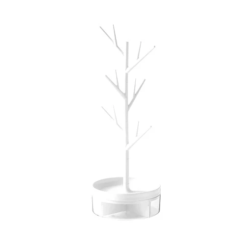 Lejesth Dendritic Jewelry Organizer Stand Display, 360°Rotating Base Tree Tower Rack Hanging Organizer for Ring Earrings Necklace & Bracelet, Jewelry Storage Box (White)