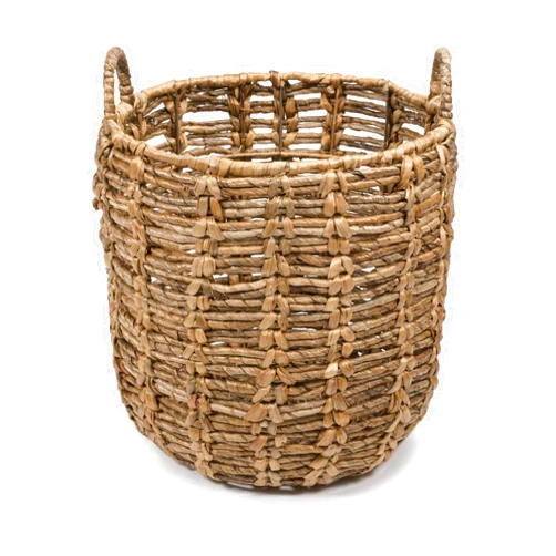 happimess BSK1003A Laurel Bohemian Hand-Woven Abaca Basket with Handles for Storage and Decoration in Bedroom, Living Room, Laundry Room, Entryway, Natural