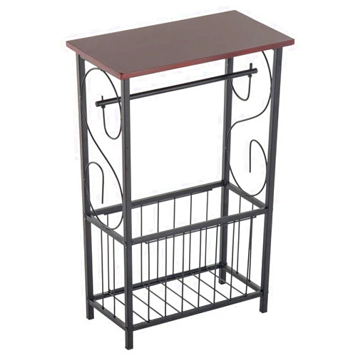 Cffuvros Premium Side Table with Magazine Storage Basket, Sofa Side Table End Table Coffee Table Bathroom Table, with Metal Storage Basket with Tissue Holder Rack End Table