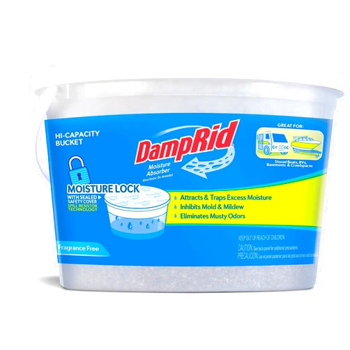 Wm Barr DampRid Moisture Absorber Hi-Capacity Bucket, 4 lb., Fragrance Free, For Fresher, Cleaner Air in Large Spaces, Lasts Up To 6 Months, No Electricity Required