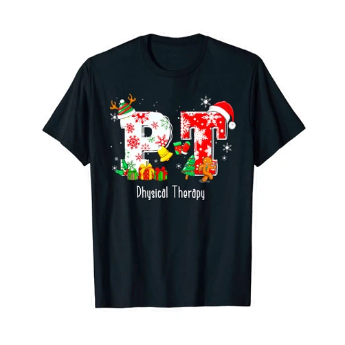 Funny PT Nurse Physical Therapy Christmas Gift Funny PT Nurse Physical Therapy Santa Christmas Pajama T-Shirt