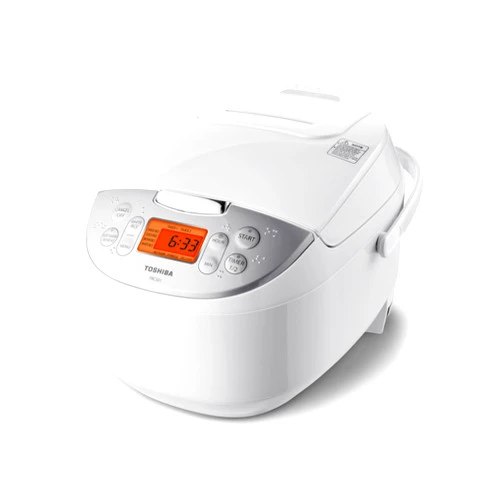 Toshiba Rice Cooker 6 Cup Uncooked – Japanese Rice Cooker with Fuzzy Logic Technology, 7 Cooking Functions, Digital Display, 2 Delay Timers and Auto Keep Warm, Non-Stick Inner Pot, White