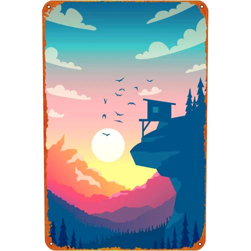 KIVYYB Firewatch Game Poster Tin Sign Cafe bar Home Wall Art Decoration Retro Metal Tin Sign 8x12 inch