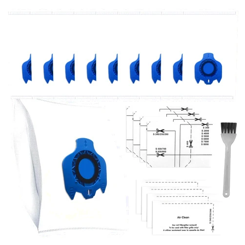 HNRLOY 10PCS Replacement Miele Vacuum Bags,3D AirClean FJM Dust Bags Compatible with Miele GN Series Classic C1, Complete C1/C2/C3,S2,S3,S4,S5,S6,S7,S8 Series Vacuum Cleaner Bags with 8 Filters and 1 Brushes