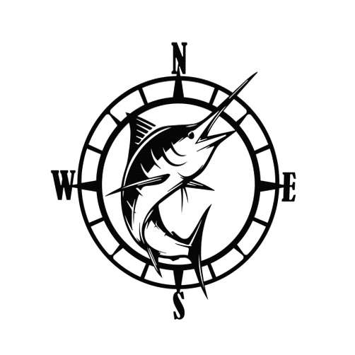 CustomMetalWorx Marlin Themed Compass Rose Metal Art