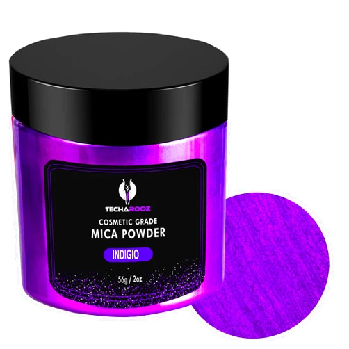 TECHAROOZ Indigo Purple Mica Powder for Epoxy Resin 56g / 2oz. Jar - TECHAROOZ 2 Tone Resin Dye Color Pigment Powder for Lip Gloss, Nails, Colorant for Slime Bath Bombs Soap Making & Polymer Clay