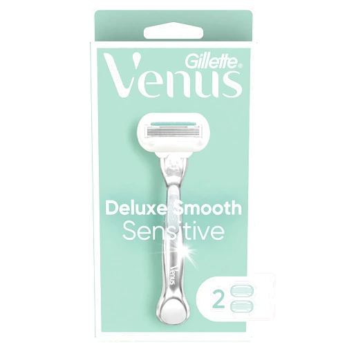 Venus Gillette Venus Deluxe Smooth Sensitive Women's Razor Handle + 2 Blade Refills
