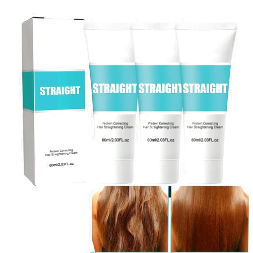 QUAAM 3PCS Hair Straightening Cream - Protein Silk & Gloss, Nourishing Smoothing Collagen, For All Hair Types