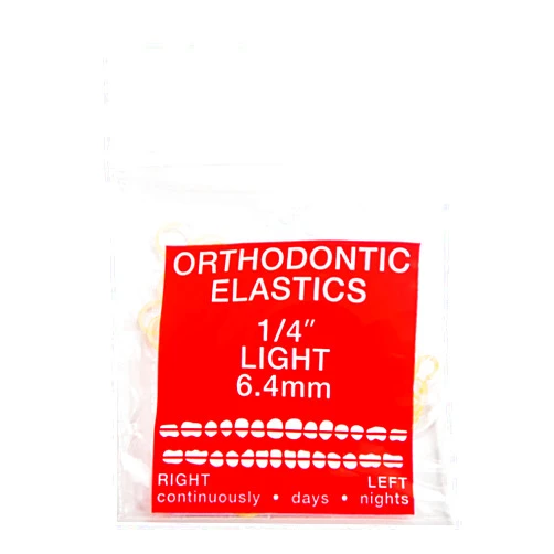 JMU Orthodontic Elastics 1/4 Light 100 Pack Intraoral Elastic Bands Latex Dental Rubber Bands Made in USA