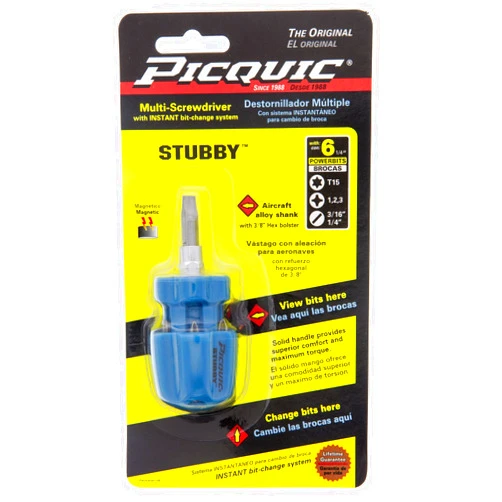Picquic Stubby Multi-bit Screwdriver Colors Vary