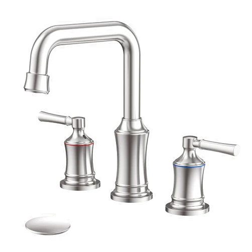 Hurran Bathroom Sink Faucet, Hurran Two Handle 8 inch Widespread Bathroom Faucet with Pop-up Drain, 360 Swivel Spout Lead-Free Stainless Steel Sink Faucet for Bathroom Sink, Vanity, RV, Brushed Nickel