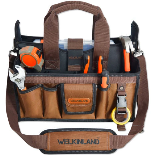 WELKINLAND 20Pockets Tool tote, Electrician tool bag, HVAC tool bag, Tech tool bag, Open top tool bag, Electrician bag, HVAC bag, Open tool bag, Tool tote bag, Tool tote bag with handle