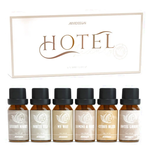 ARVIDSSON Hotel Fragrance Oils Set, ARVIDSSON Premium Essential Oils for Candle Making, Luxury Hotel Scented Oil for Diffuser, Luxury Night, Jasmine & Mint, White Tea, Citrus Bliss, Hotel Lobby, My Way