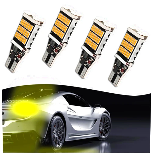 Tobenbone 4 PCS Car Brake Light Bulb, Super Bright 2835-15SMD,W16W 912 921 906 LED Bulbs for Cars, Car LED Decoding Reversing Light, Suitable for Many Types of Vehicles (Yellow)
