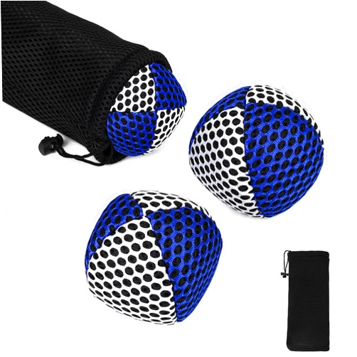 AHIER 3 Packs Juggling Balls for Beginners and Professionals Set with Storage Bag, 4.2 oz Soft Colorful Juggling Balls Starter Set for Developing Motor Coordination and Juggle Skills (Blue - White)