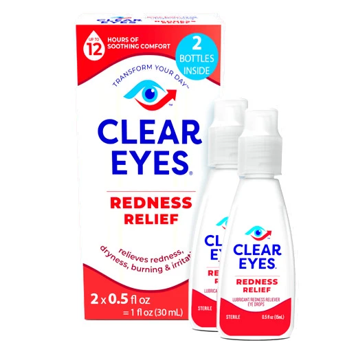 Clear Eyes Redness Relief Eye Drops, 0.5 oz, Dual Pack