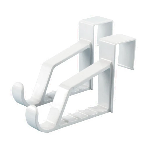 HANGERWORLD 2 Pack Over The Door Hooks for Hangers - Extra Strong White Plastic Over Door Hook for Hanging Clothes, Towels, Robes, Hats, Bags and More
