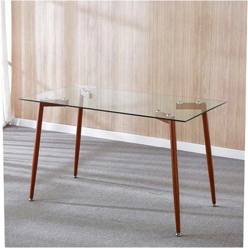 IDS Online Mid Century Fixed Glass Dining Table, Office, Writing Desk, 58 lbs, Clear
