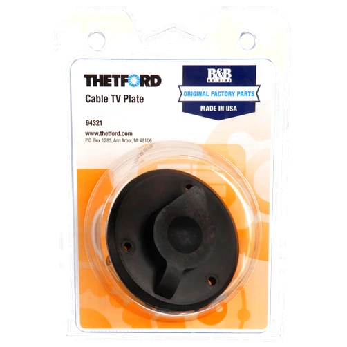 Thetford|B&B Molders RV Replacement Parts and Accessories Camper Coaxial Antenna/Cable TV Plate Large Jack Cover Polar Black PN 94321