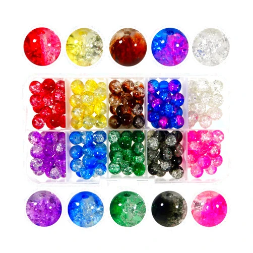 TOAOB THE ONE AND ONLY BABY TOAOB 200pcs 8mm Glass Beads for Jewelry Making Crystal Crackle Glass Lampwork Beads Round Loose Spacer Beads Craft Supplies for Bracelets Jewelry Making and DIY Crafts