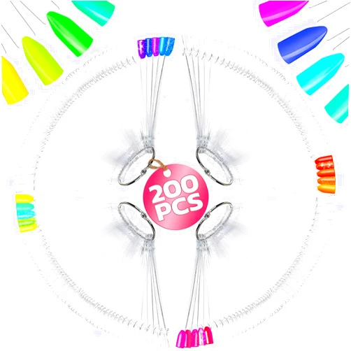 Novsix 200 Pcs Nail Swatch Sticks - Clear Swatches for Gel Polish - Transparent Acrylic Practice Tips with Metal Rings, Suitable for Displaying Colors, Training Nail Forms for Beginners and Professionals