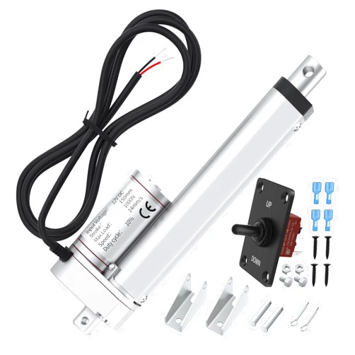 RVMARINEPAT 12V Linear Actuator High Speed 14mm/s Linear Motion Actuator 220lb/1000N Electric Actuator 12 Volt IP54 Waterproof Linear Actuator 6 inch with Switch