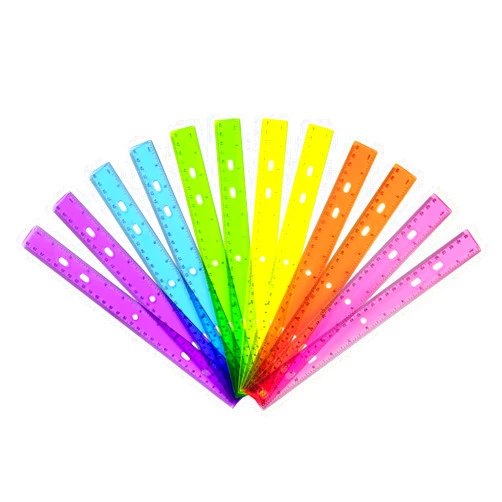 ZZTX 12 Pack Color Transparent Ruler Plastic Rulers 12 Inch, Metric Bulk Rulers with Inches and Centimeters, Kids Ruler for School, Home, Office