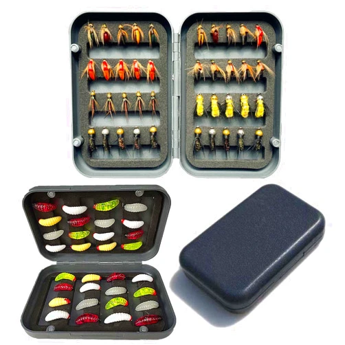 Qievcrme Fly Fishing Flies Assortment Kit Dry Wet Nyphms Popper Streamer for Trout Bass Steelhead Fish