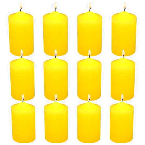 MISSYO 12 Pack 2x3 Inch Citronella Pillar Candles Outdoor Indoor, 22 Hours Dripless Smokeless Yellow Candles for for Home Garden Pool Porch