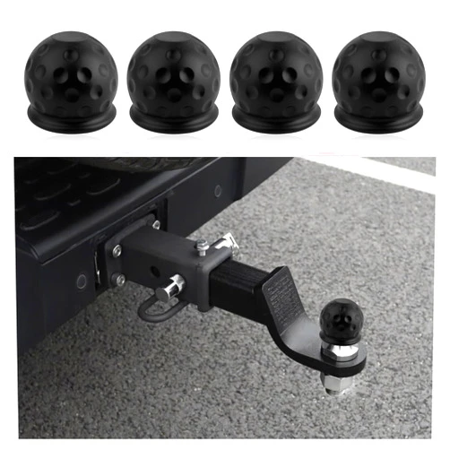 SSNNUU 4PCS Car Hitch Ball Cover(Unique Lunar Shape),Rubber 2in Car Trailer Ball Cover for Avoiding Rust,Universal Car Accessories Car Ball Hitch Cover Fits Cars,SUVs,Trucks (Black)